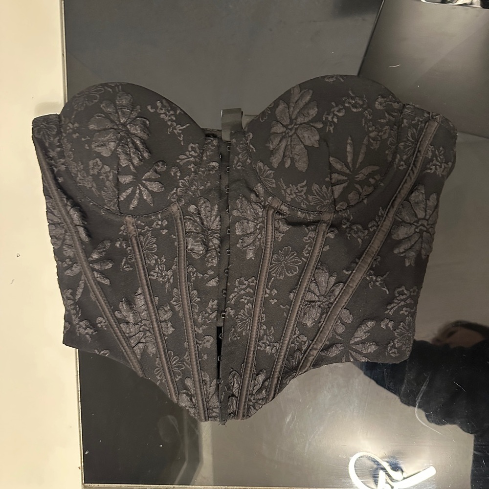 Floral Black Corset Top